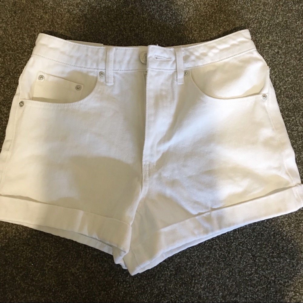 forever 21 white denim high rise shorts